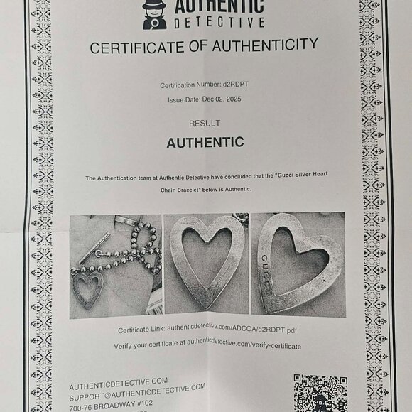 Gucci Sterling Silver Ball Chain Heart Toggle Bracelet Silver 925 - Picture 6 of 6